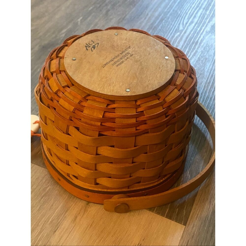 Longaberger 1997 Fall Little Pumpkin Basket, Liner, Protector, Tie-on - Picture 4 of 11